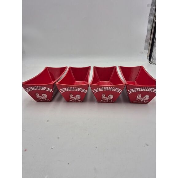Temptations Doodle Doo Red Snack Caddies Set of 4 - NIB New in Box - Kitchenware - Picture 1 of 10